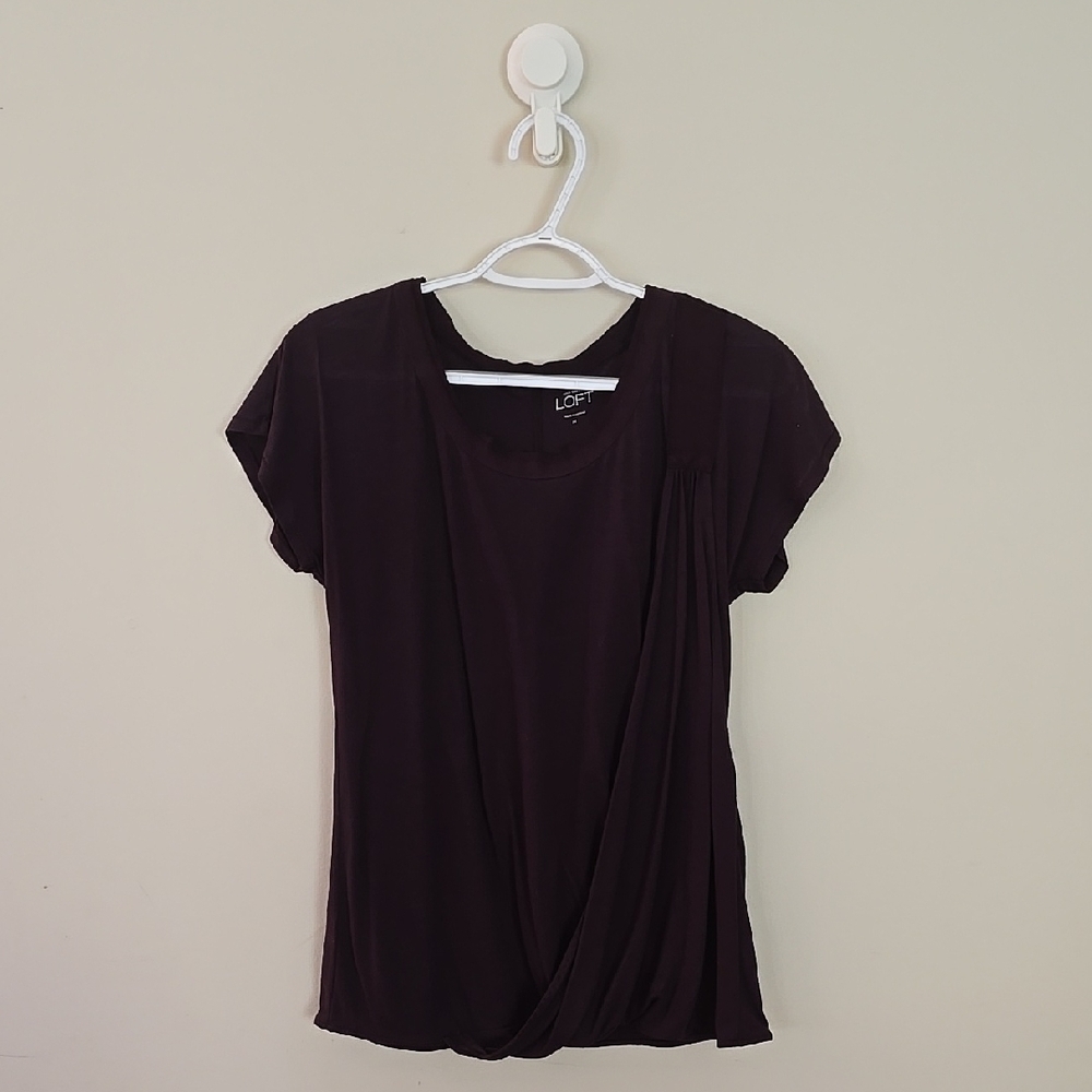 LOFT Black Cap Sleeve Wrap Blouse